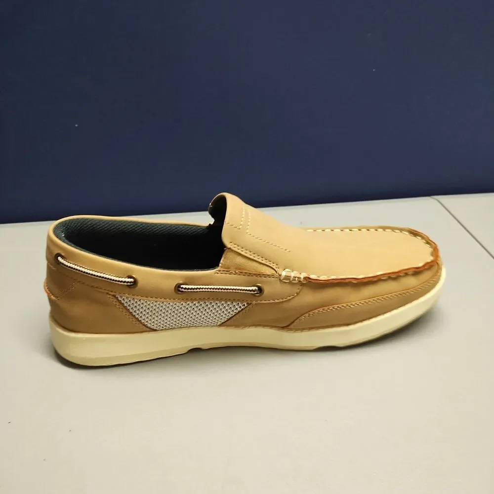 Island Surf Company Marlin II Boat Shoe Women Size 10 Tan Nubuck Leather Slip On